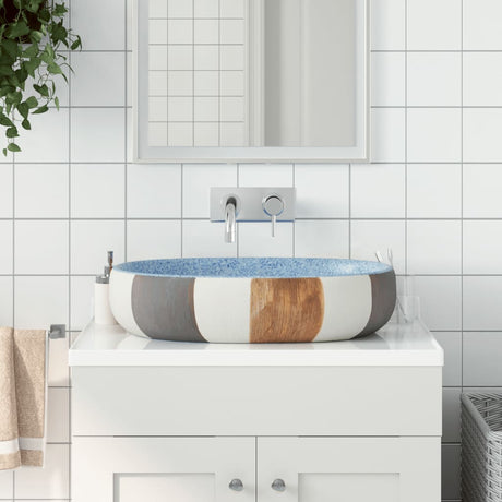 Vidaxx Aufsatzwaschbecken oval 59x40x14 cm aus Keramik mehrfarbig