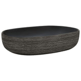 VidaXL Aufsatzwaschbecken oval 59x40x14 cm Keramik grau und schwarz