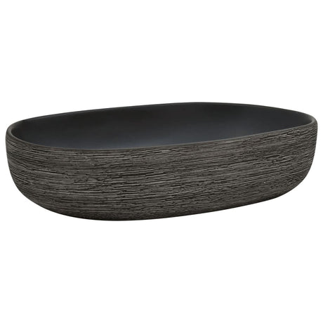 VidaXL Aufsatzwaschbecken oval 59x40x14 cm Keramik grau und schwarz
