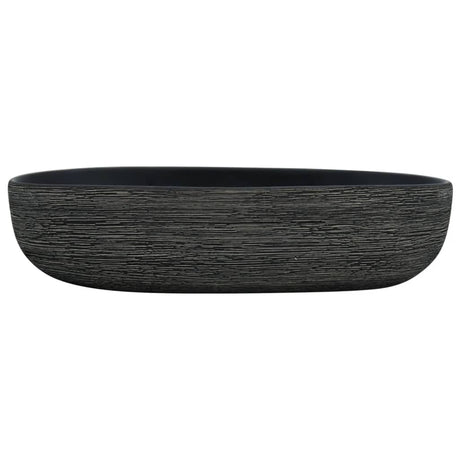 VidaXL Aufsatzwaschbecken oval 59x40x14 cm Keramik grau und schwarz