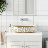 Vidaxx Aufsatzwaschbecken oval 59x40x15 cm aus Keramik weiß und gold