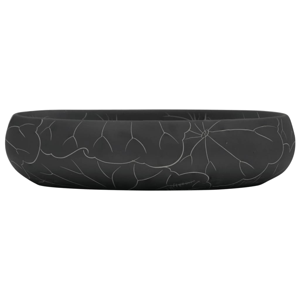 Vidaxx Aufsatzwaschbecken oval 59x40x15 cm Keramik schwarz