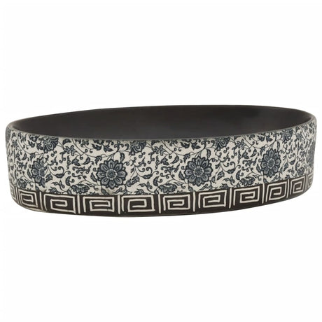 Vidaxx Aufsatzwaschbecken oval 56,5x36,5x13,5 cm Keramik schwarz und blau