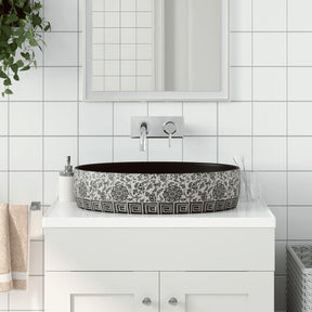 Vidaxx Aufsatzwaschbecken oval 56,5x36,5x13,5 cm Keramik schwarz und blau