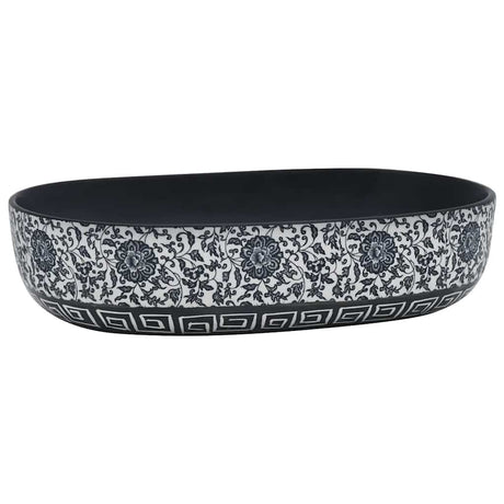 Vidaxx Aufsatzwaschbecken oval 59x40x14 cm Keramik schwarz und blau