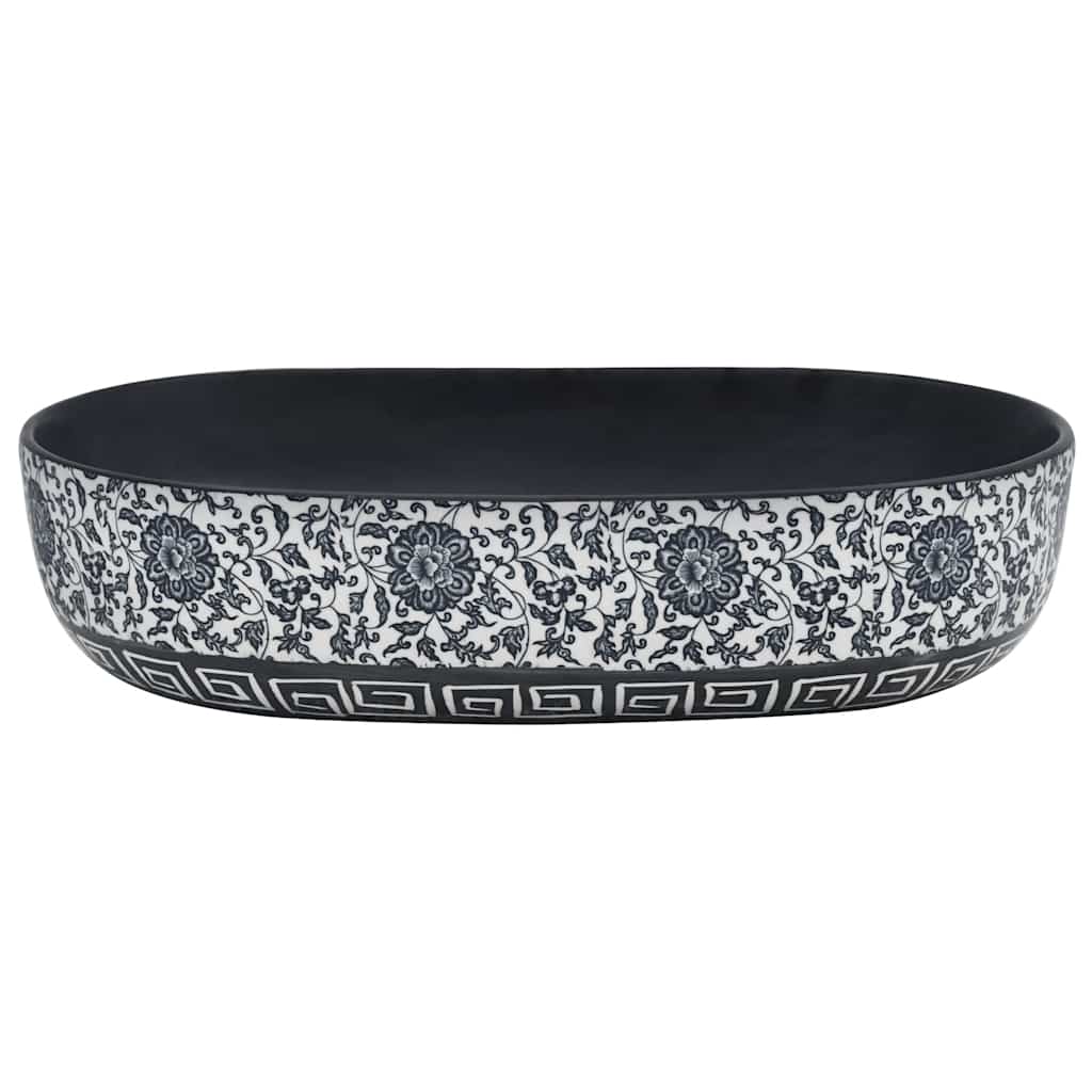 Vidaxx Aufsatzwaschbecken oval 59x40x14 cm Keramik schwarz und blau