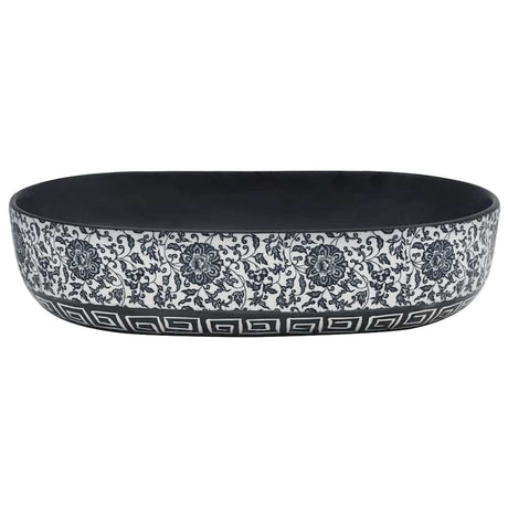 Vidaxx Aufsatzwaschbecken oval 59x40x14 cm Keramik schwarz und blau