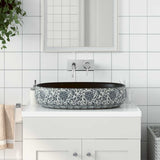 Vidaxx Aufsatzwaschbecken oval 59x40x14 cm Keramik schwarz und blau