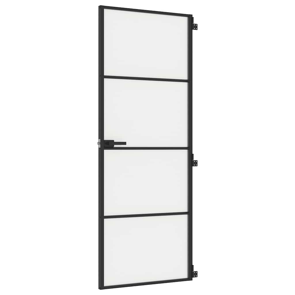VidaXL Innentür schmal 76x201,5 cm gehärtetes Glas und Aluminium schwarz