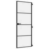 VidaXL Innentür schmal 76x201,5 cm gehärtetes Glas und Aluminium schwarz