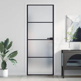 VidaXL Innentür schmal 76x201,5 cm gehärtetes Glas und Aluminium schwarz