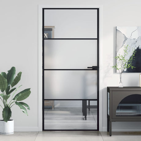 Vidaxx Innentür schmal 93x201,5 cm Hartglas und Aluminium schwarz