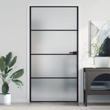 VidaXL Innentür schmal 102,5x201,5 cm gehärtetes Glas und Aluminium schwarz