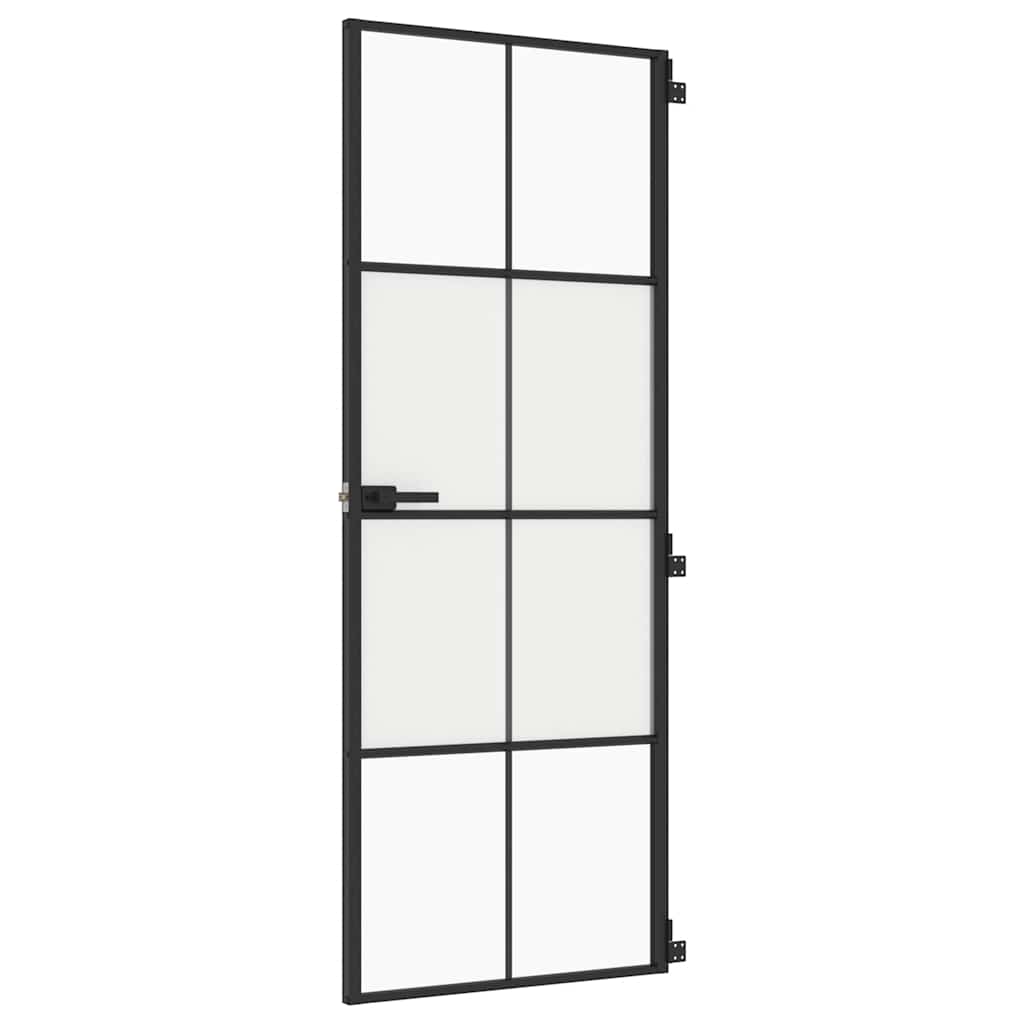 VidaXL Innentür schmal 76x201,5 cm gehärtetes Glas und Aluminium schwarz