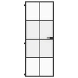 VidaXL Innentür schmal 76x201,5 cm gehärtetes Glas und Aluminium schwarz