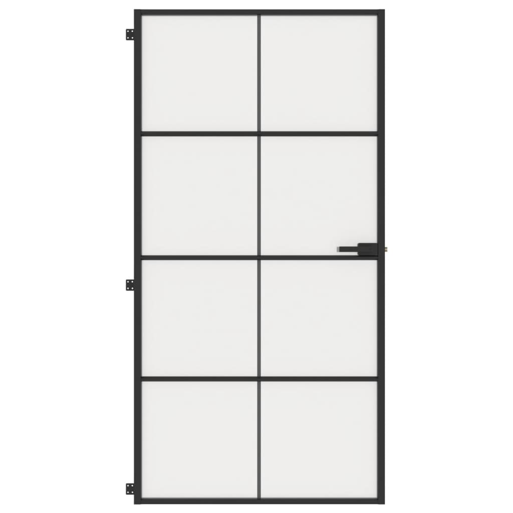 VidaXL Innentür schmal 102,5x201,5 cm gehärtetes Glas und Aluminium schwarz