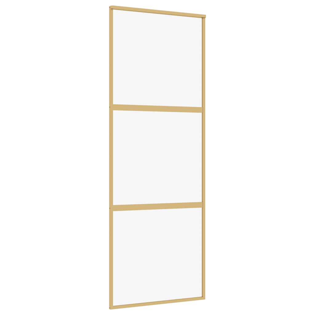 Vidaxx Schiebetür 76x205 cm klares ESG-Glas und goldfarbenes Aluminium