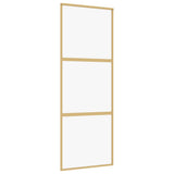 Vidaxx Schiebetür 76x205 cm klares ESG-Glas und goldfarbenes Aluminium