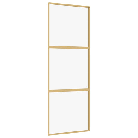 Vidaxx Schiebetür 76x205 cm klares ESG-Glas und goldfarbenes Aluminium
