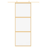 Vidaxx Schiebetür 76x205 cm klares ESG-Glas und goldfarbenes Aluminium
