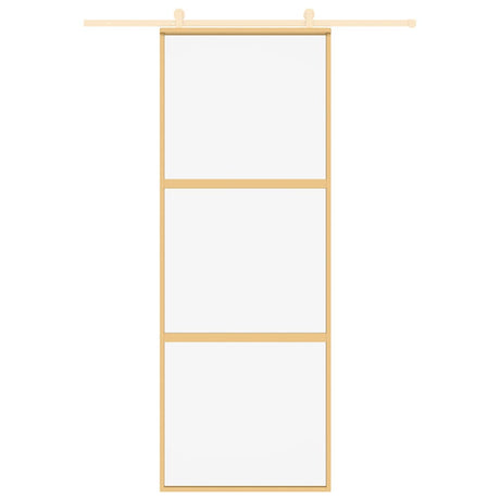 Vidaxx Schiebetür 76x205 cm klares ESG-Glas und goldfarbenes Aluminium