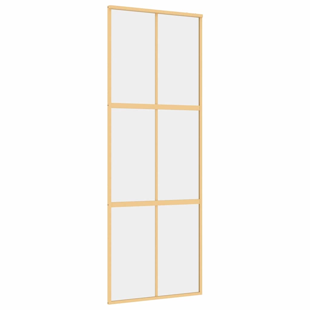 Vidaxx Schiebetür 76x205 cm klares ESG-Glas und goldfarbenes Aluminium