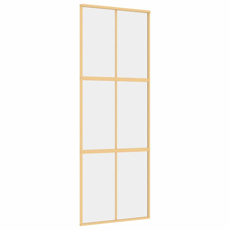 Vidaxx Schiebetür 76x205 cm klares ESG-Glas und goldfarbenes Aluminium