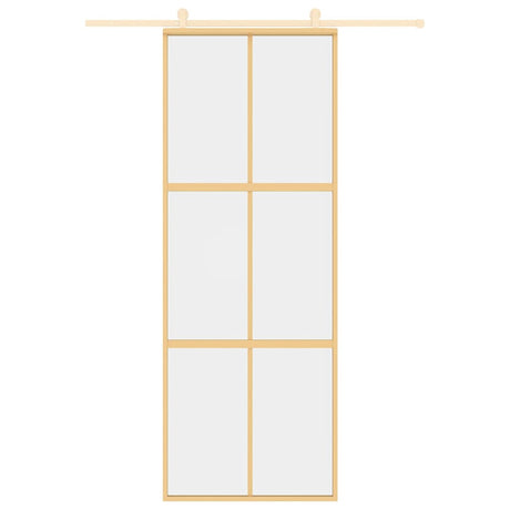 Vidaxx Schiebetür 76x205 cm klares ESG-Glas und goldfarbenes Aluminium