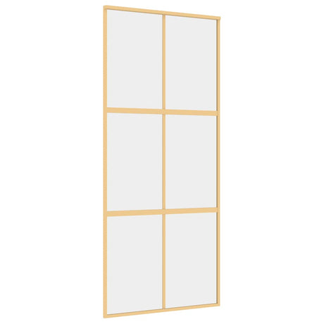 Vidaxx Schiebetür 90x205 cm klares ESG-Glas und Aluminium goldfarben