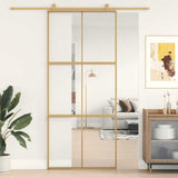 Vidaxx Schiebetür 90x205 cm klares ESG-Glas und Aluminium goldfarben