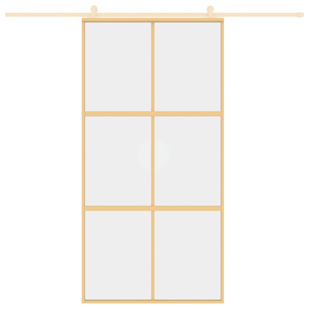 Vidaxx-Schiebetür 102,5 x 205 cm, klares ESG-Glas und Aluminium-Goldfarbe