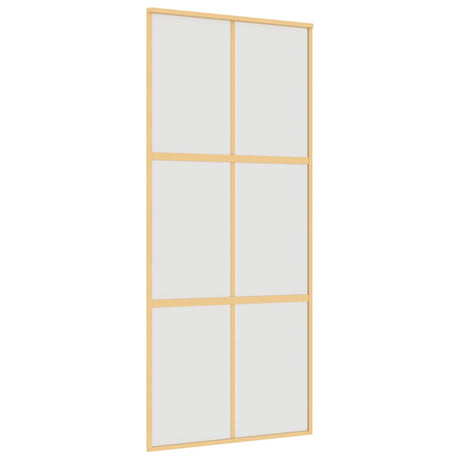 Vidaxx Schiebetür 90x205 cm ESG-Glas matt und Aluminium goldfarben