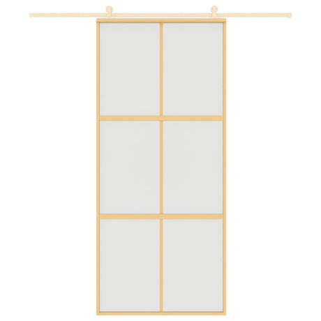 Vidaxx Schiebetür 90x205 cm ESG-Glas matt und Aluminium goldfarben