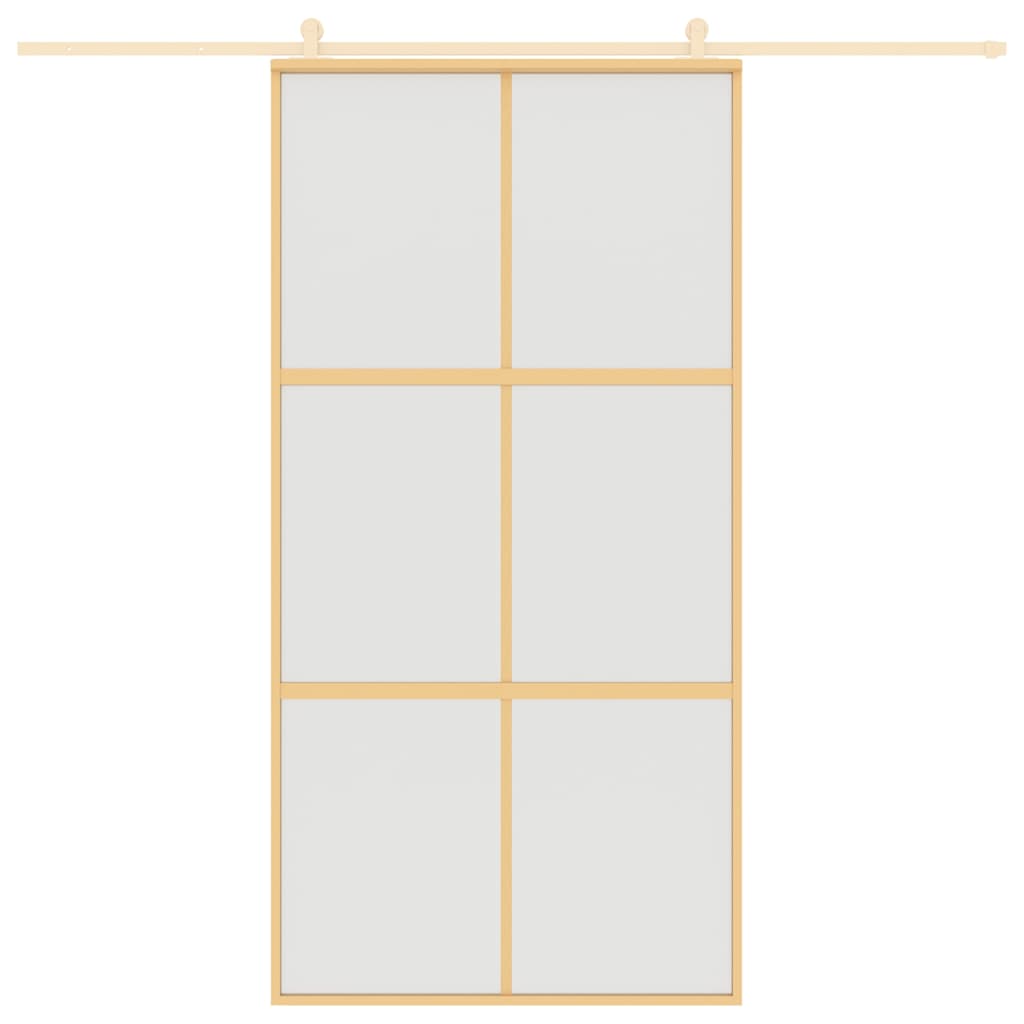Vidaxx Schiebetür 102,5x205 cm ESG-Glas matt und Aluminium goldfarben