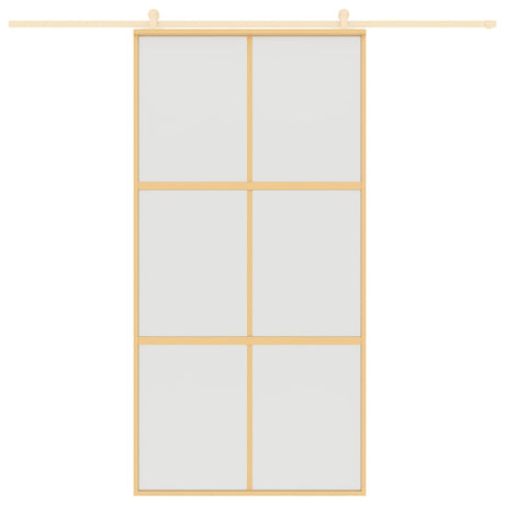 Vidaxx Schiebetür 102,5x205 cm ESG-Glas matt und Aluminium goldfarben