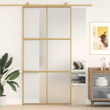 Vidaxx Schiebetür 102,5x205 cm ESG-Glas matt und Aluminium goldfarben