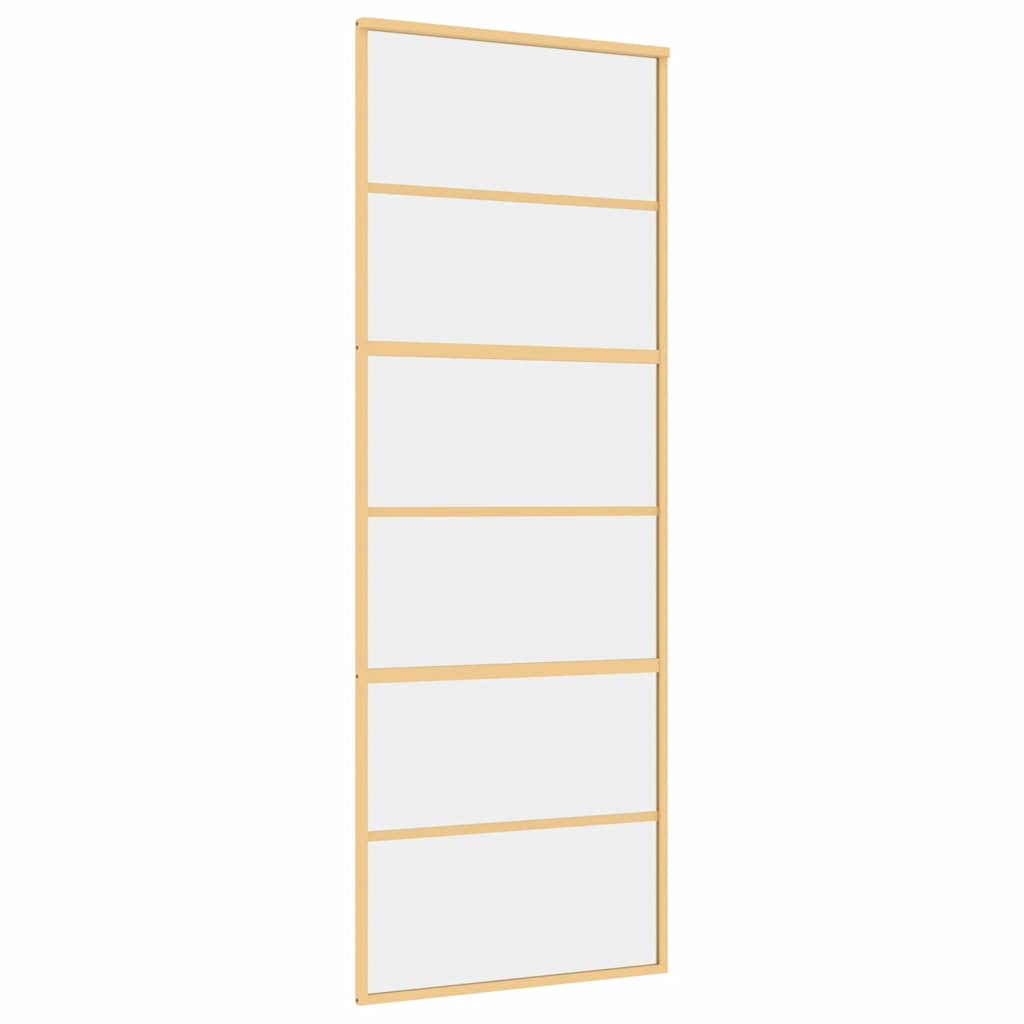 Vidaxx Schiebetür 76x205 cm klares ESG-Glas und goldfarbenes Aluminium