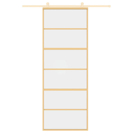 Vidaxx Schiebetür 76x205 cm klares ESG-Glas und goldfarbenes Aluminium