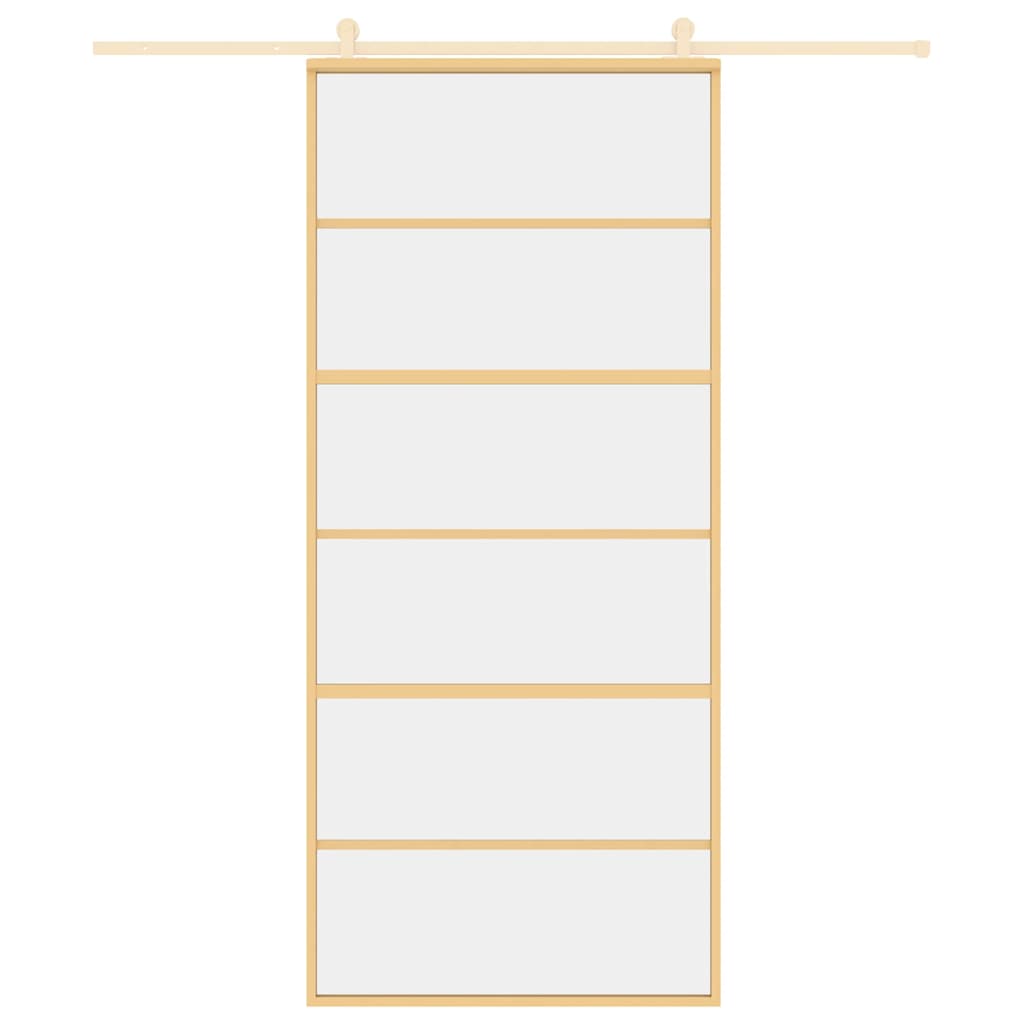 Vidaxx Schiebetür 90x205 cm klares ESG-Glas und Aluminium goldfarben