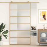 Vidaxx Schiebetür 102,5x205 cm ESG-Glas matt und Aluminium goldfarben