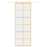 Vidaxx Schiebetür 76x205 cm klares ESG-Glas und goldfarbenes Aluminium
