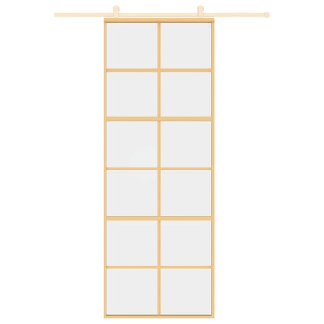 Vidaxx Schiebetür 76x205 cm klares ESG-Glas und goldfarbenes Aluminium