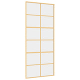 Vidaxx Schiebetür 90x205 cm klares ESG-Glas und Aluminium goldfarben