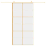 VidaXL Schiebetür 102,5 x 205 cm, klares ESG-Glas und goldfarbenes Aluminium