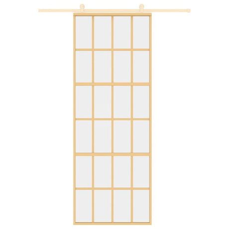 Vidaxx Schiebetür 76x205 cm klares ESG-Glas und goldfarbenes Aluminium