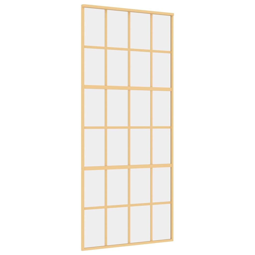Vidaxx Schiebetür 90x205 cm klares ESG-Glas und Aluminium goldfarben