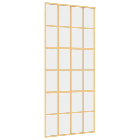 Vidaxx Schiebetür 90x205 cm klares ESG-Glas und Aluminium goldfarben