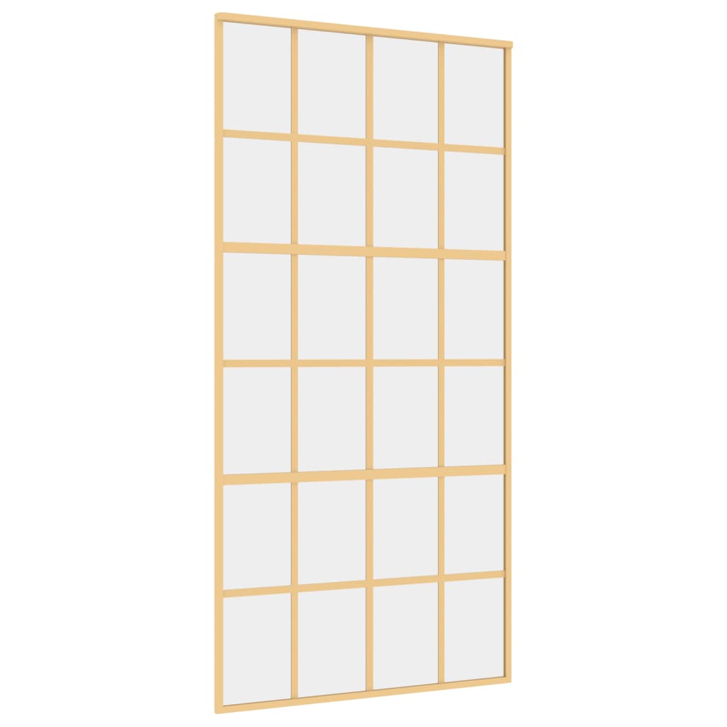 VidaXL Schiebetür 102,5 x 205 cm, klares ESG-Glas und goldfarbenes Aluminium