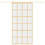 VidaXL Schiebetür 102,5 x 205 cm, klares ESG-Glas und goldfarbenes Aluminium