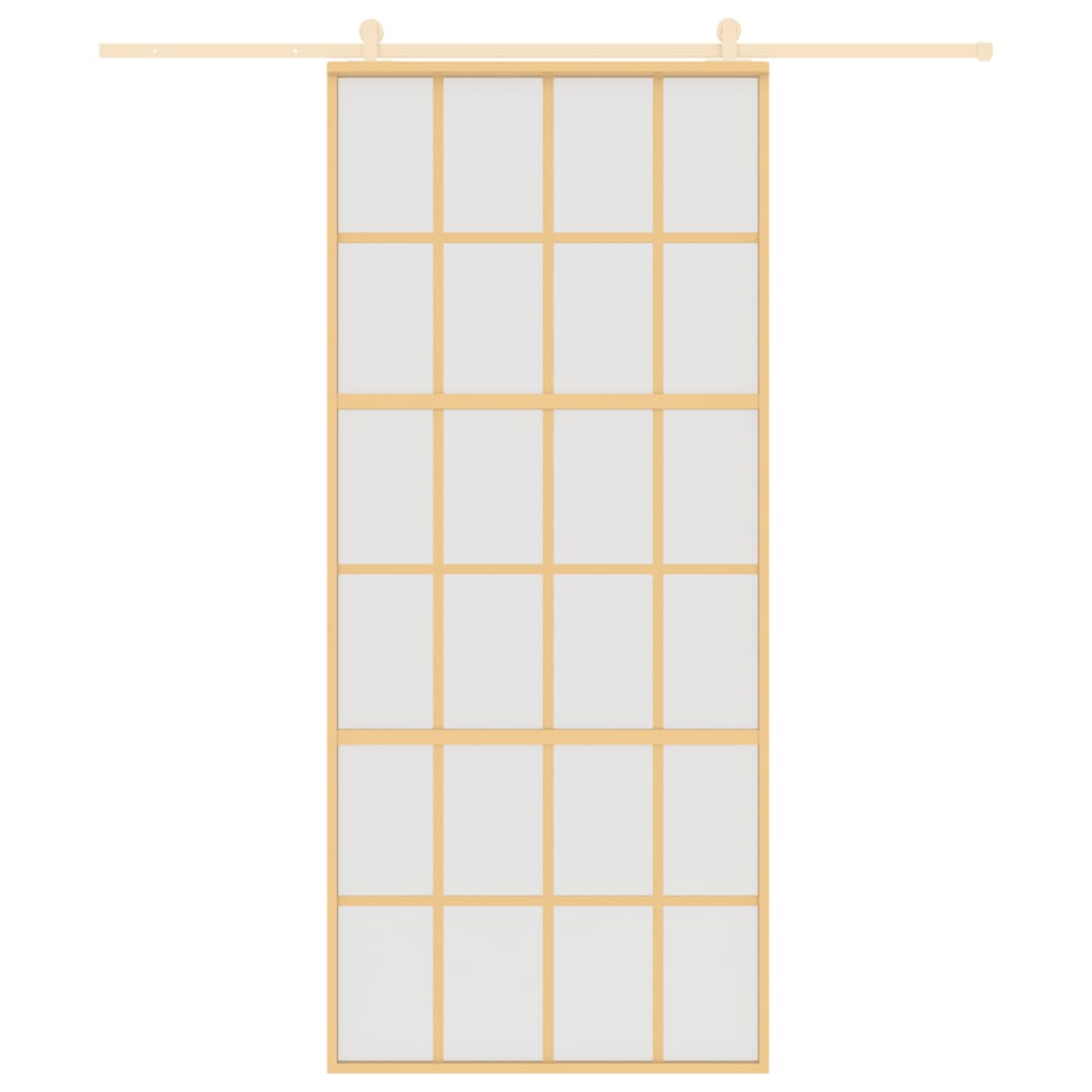 VidaXL Schiebetür 90x205 cm mattes ESG-Glas und Aluminium goldfarben